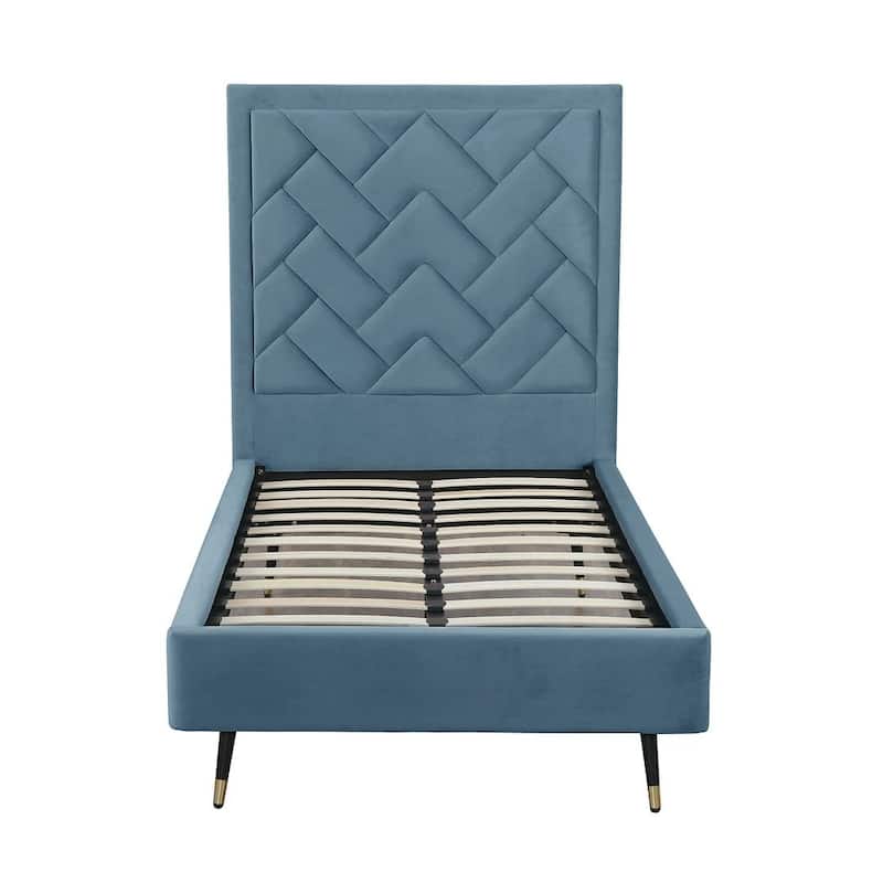 Manhattan Comfort Crosby Modern Velvet Upholstered Bed