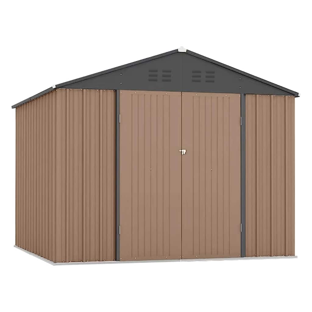 8x8 FT Metal Outdoor Storage Shed, Steel Utility Tool Shed Storage House with Lockable Door Design