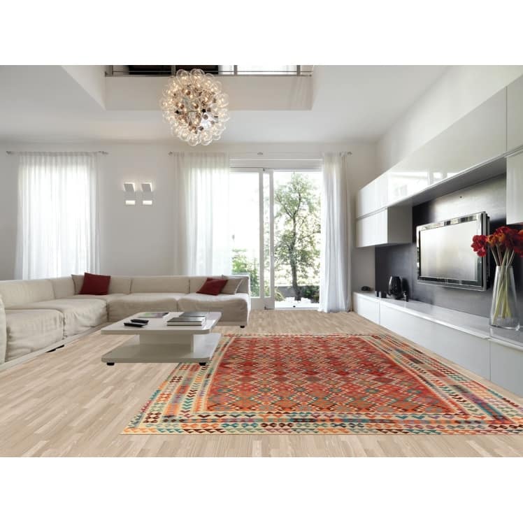 Multi-Color Kilim Oriental Large Rug Hand-Woven Wool Carpet - 10'4"x 15'11"