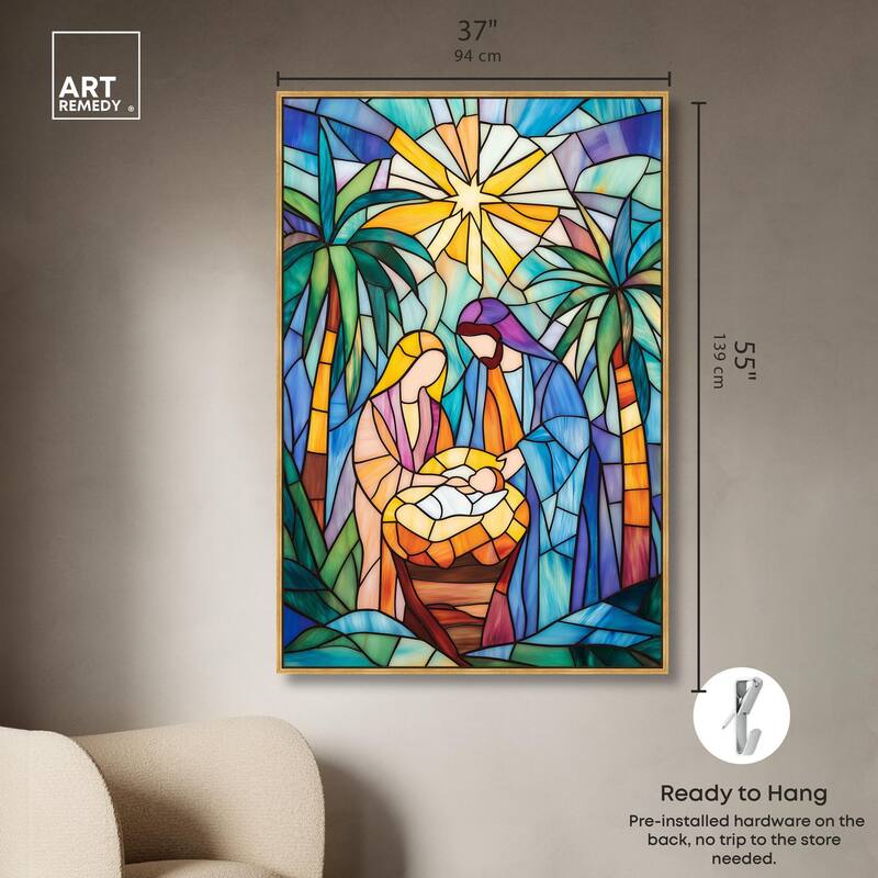 Holy Family Framed in Glass Canvas by Art Remedy