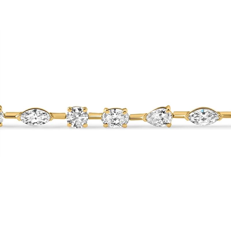 Bliss Diamond 8Ct Mixed Cut Diamond Tennis Bracelet 7" Yellow Gold Lab Grown