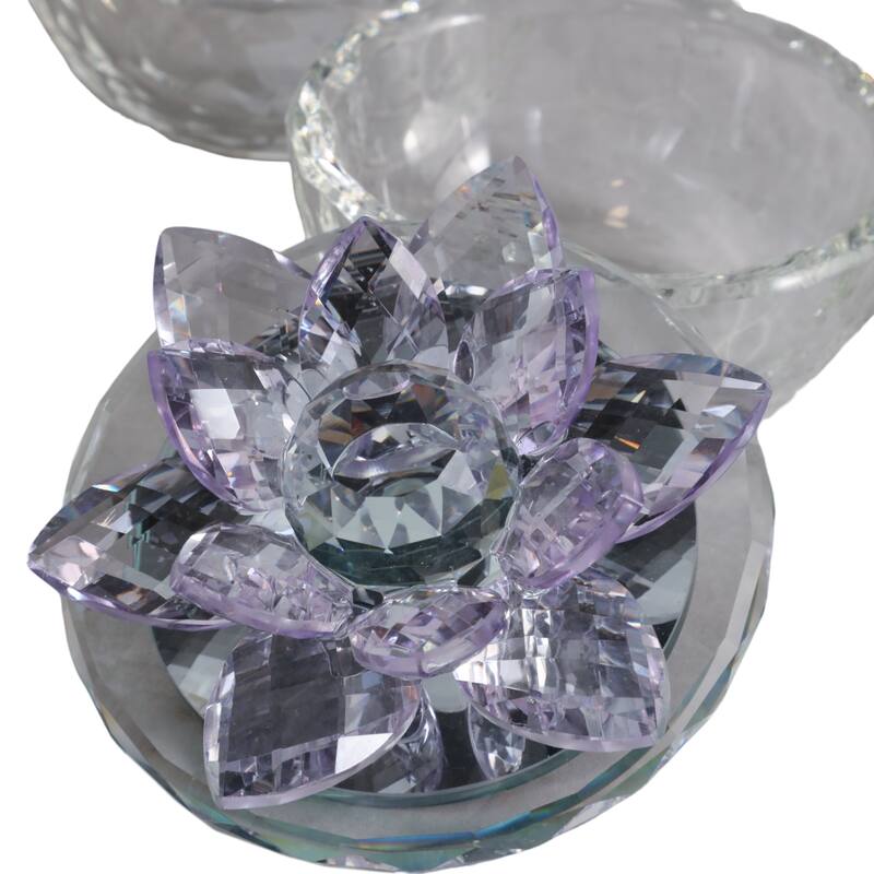 Glass Decorative Boxes Lotus Lids Textured Modern Style (Set of 2)