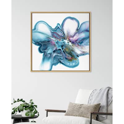 Kate and Laurel Sylvie Indigo Bloom Framed Canvas by Xizhou Xie