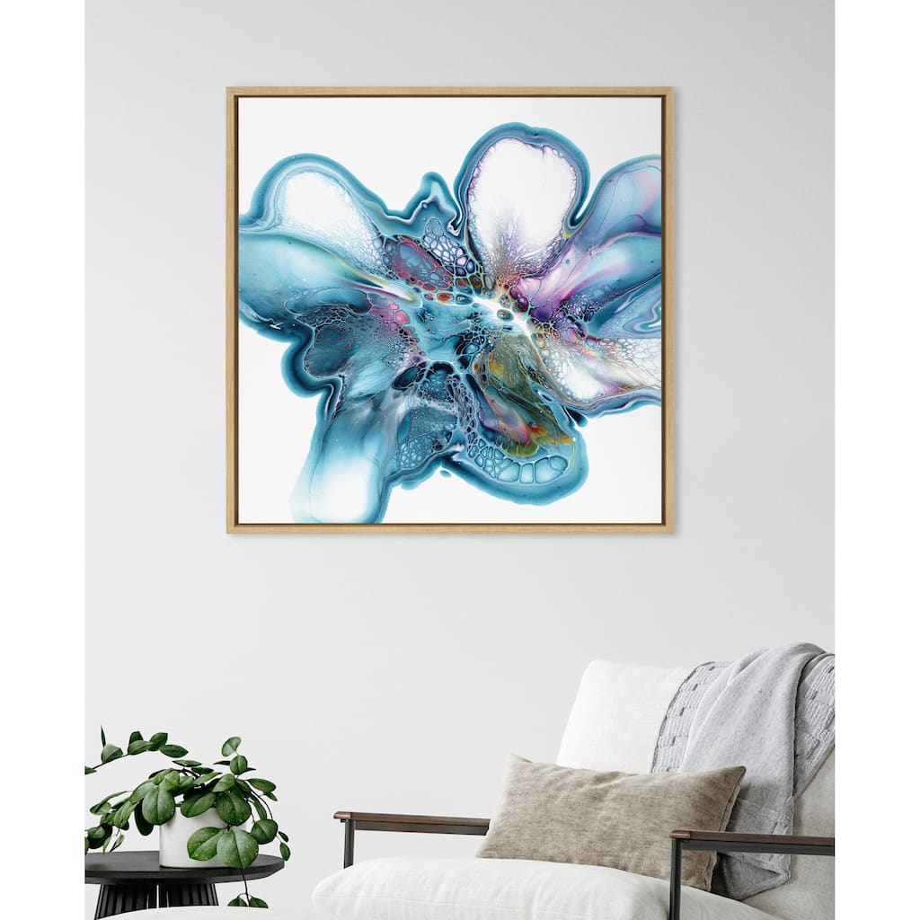 Kate and Laurel Sylvie Indigo Bloom Framed Canvas by Xizhou Xie
