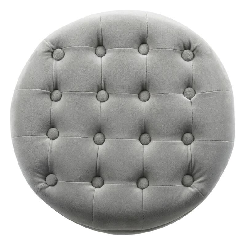 Carson Carrington Hare Button-tufted Round Storage Ottoman