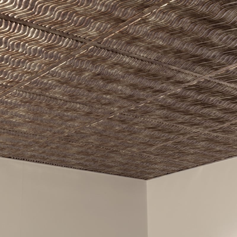 FASÄDE Current Decorative Vinyl 2ft x 2ft Lay in Ceiling Panel in Bermuda Bronze (5 Pack)
