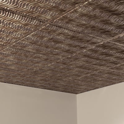 FASÄDE Current Decorative Vinyl 2ft x 2ft Lay in Ceiling Panel in Bermuda Bronze (5 Pack)
