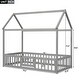 preview thumbnail 3 of 7, Twin Size Wooden Bed with Safety Fence, House-shaped Bed with Door, Platform Bed with Frame For Kids, Grey Wash
