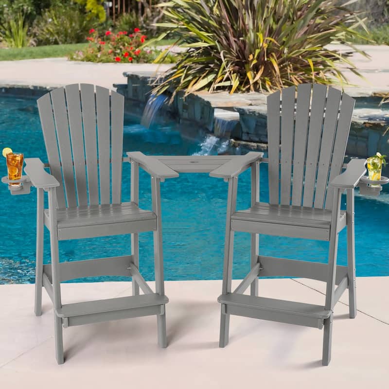 Vrakae Tall Adirondack Bar Stool Chair with Connecting Tray