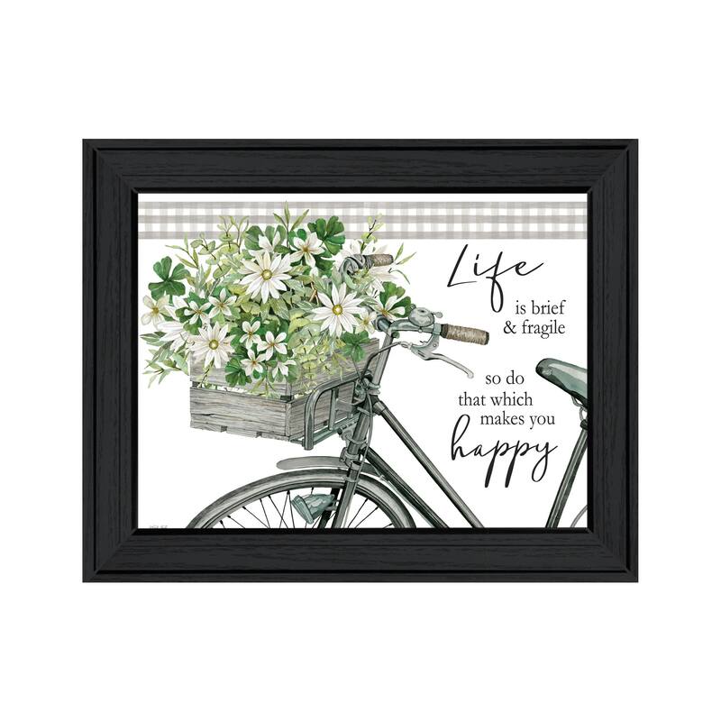 TrendyDecor4U Contemporary "DO THAT WHICH MAKES YOU HAPPY" Framed Print Wall Art - Charcoal