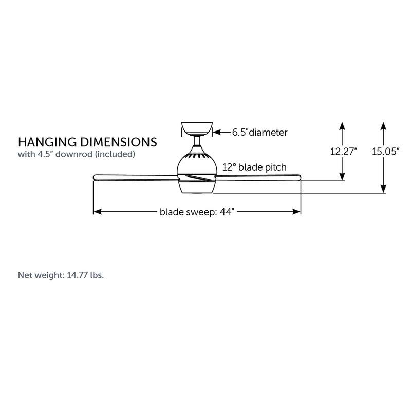 Fanimation Kwad 44 inch Indoor Ceiling Fan with LED Light Kit and Remote - Brushed Satin Brass with Matte White Blades