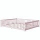 preview thumbnail 23 of 69, Queen Size Floor Bed with Fence, Door, Rubber Wood Frame & Safety Guardrails