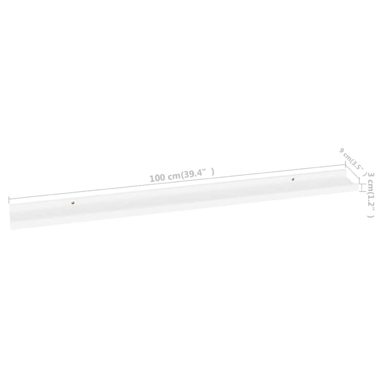 Yuli Modern Wall Shelf Set of 2, Raised Ledge Design, White MDF 39 Inch