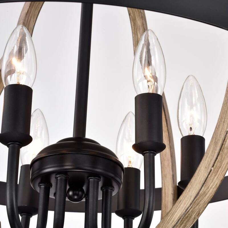 Allario 6 Light Farmhouse Candle Style Metal Chandelier 21" W - Antique Wood