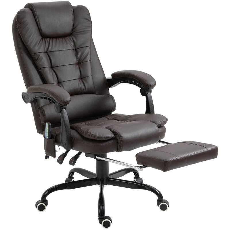 Vinsetto High Back Massage Office Chair with 7-Point Vibration Heating Reclining Back Adjustable Height w/ Headrest Footrest