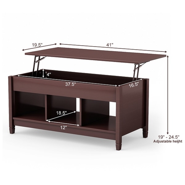 Lift Top Coffee Table w/ Hidden Compartment Storage Shelves Modern Furniture 
