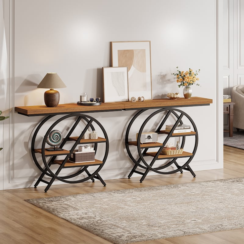 39.4-Inch Console Table, 4- Tier Industrial Entryway Table