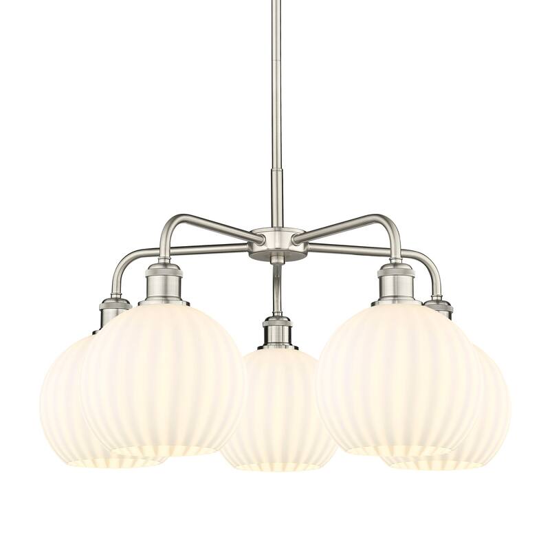 Innovations Lighting 516-5C-16-26-White Venetian-Indoor Chandelier - Satin Nickel / White Venetian