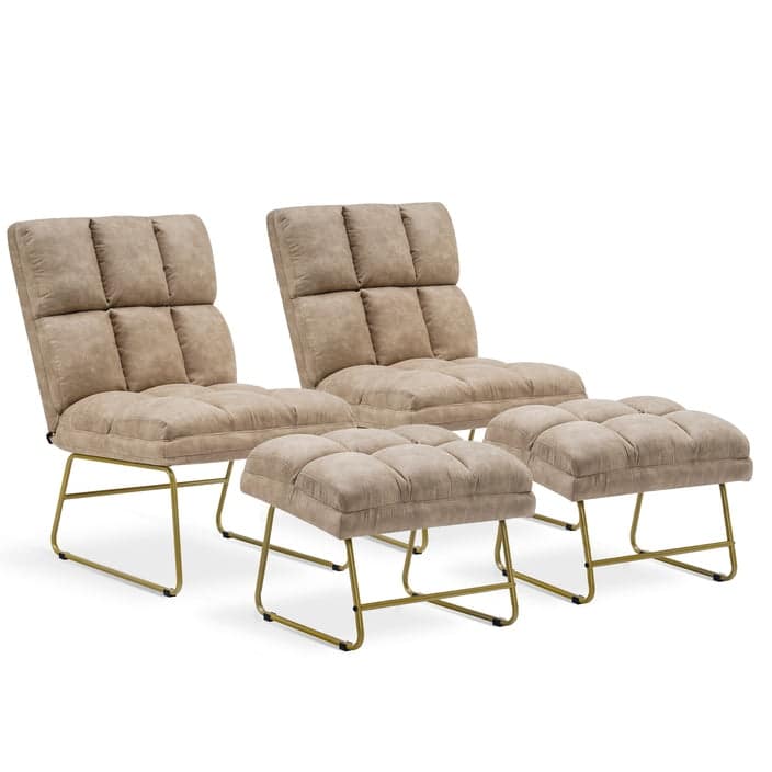 MCombo Accent Chair and Ottoman with Golden Metal Legs-Single/Set of 2