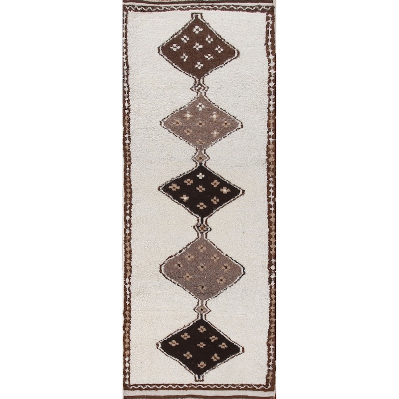 Plush Beige Turkish Anatolian Runner Rug Hand-knotted Wool Carpet - 3'7"x 11'2"