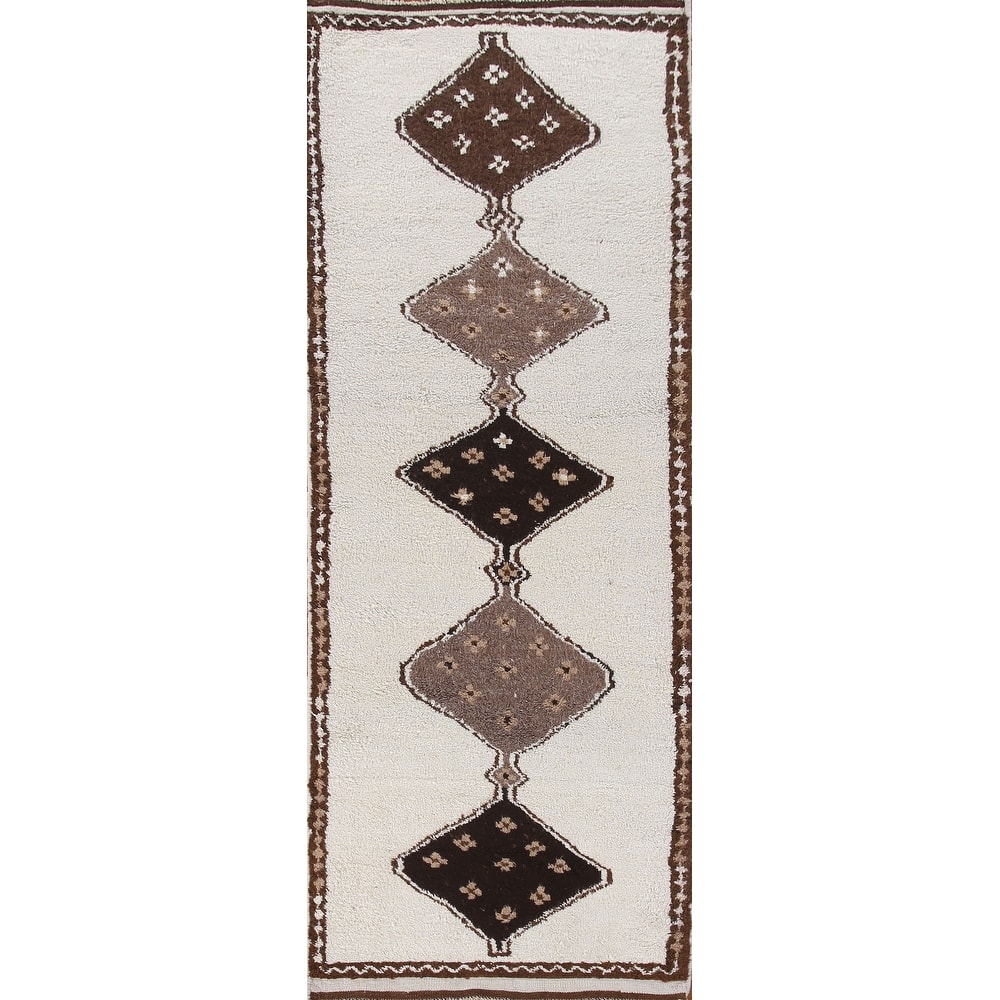 Plush Beige Turkish Anatolian Runner Rug Hand-knotted Wool Carpet - 3'7"x 11'2"