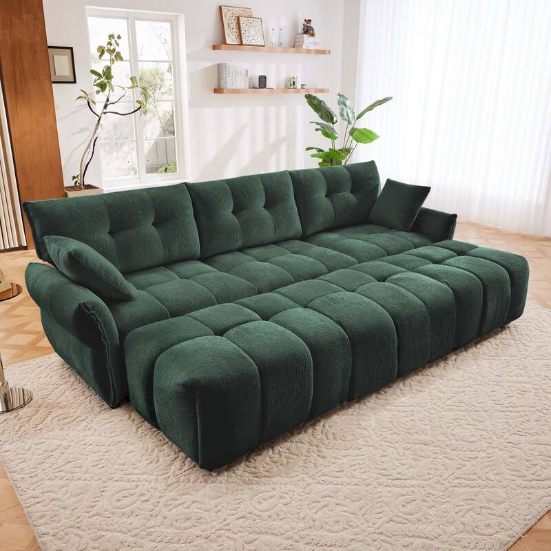 110.2" Chenille 3-Seater Sectional Sofa with 3 Ottomans