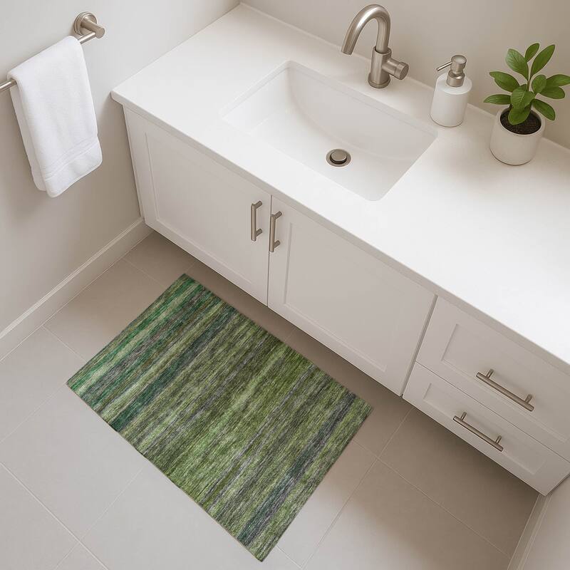Premium Washable Super Soft Ombre Stripes Mayfield Rug - Aloe - 1'8" x 2'6"