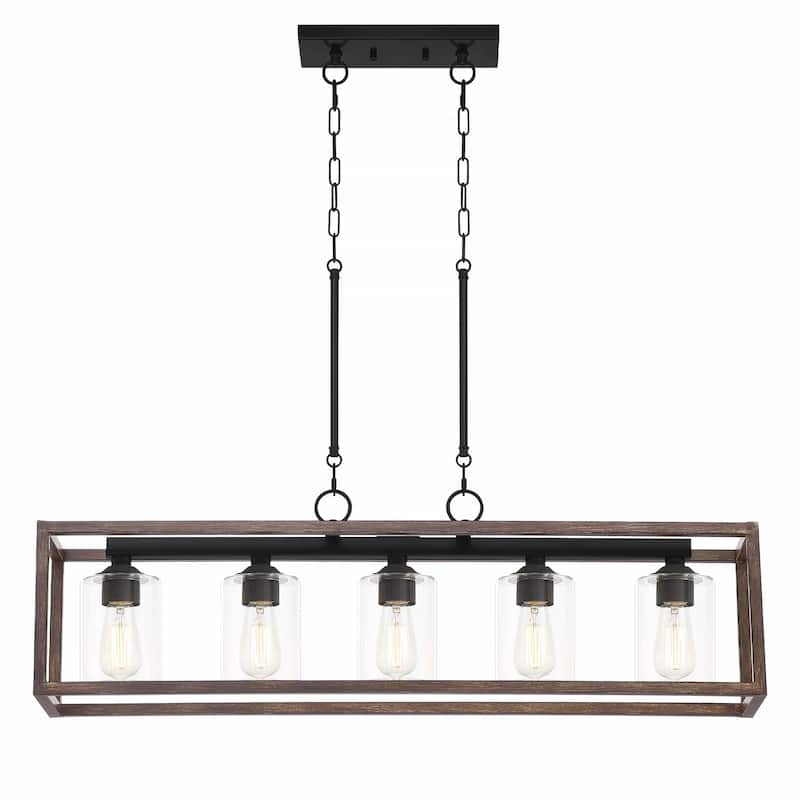 Allegray 5-light Farmhouse Rectangle Linear Chandelier for Dining Room