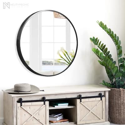 chic Modern Thin Frame Wall-Mounted Vanity Round Mirror