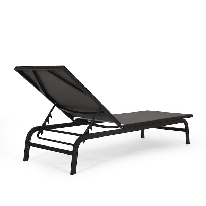 Finn Outdoor Aluminum and Outdoor Mesh Outdoor Chaise Lounge by Christopher Knight Home