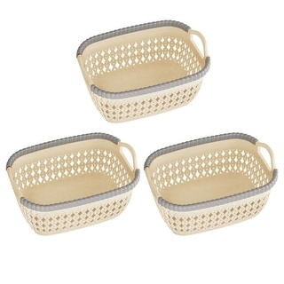 Rattan Plastic Weave Basket, Storage Bins Organizer For Closet, Shelf,  Kitchen, Pantry And Bathroom - Ideal For Makeup, Cosmetics, Hair Supplies,  And