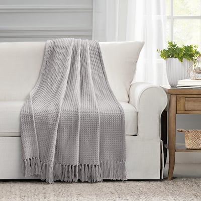 Lush Decor Waffle Cotton Knit Throw Blanket