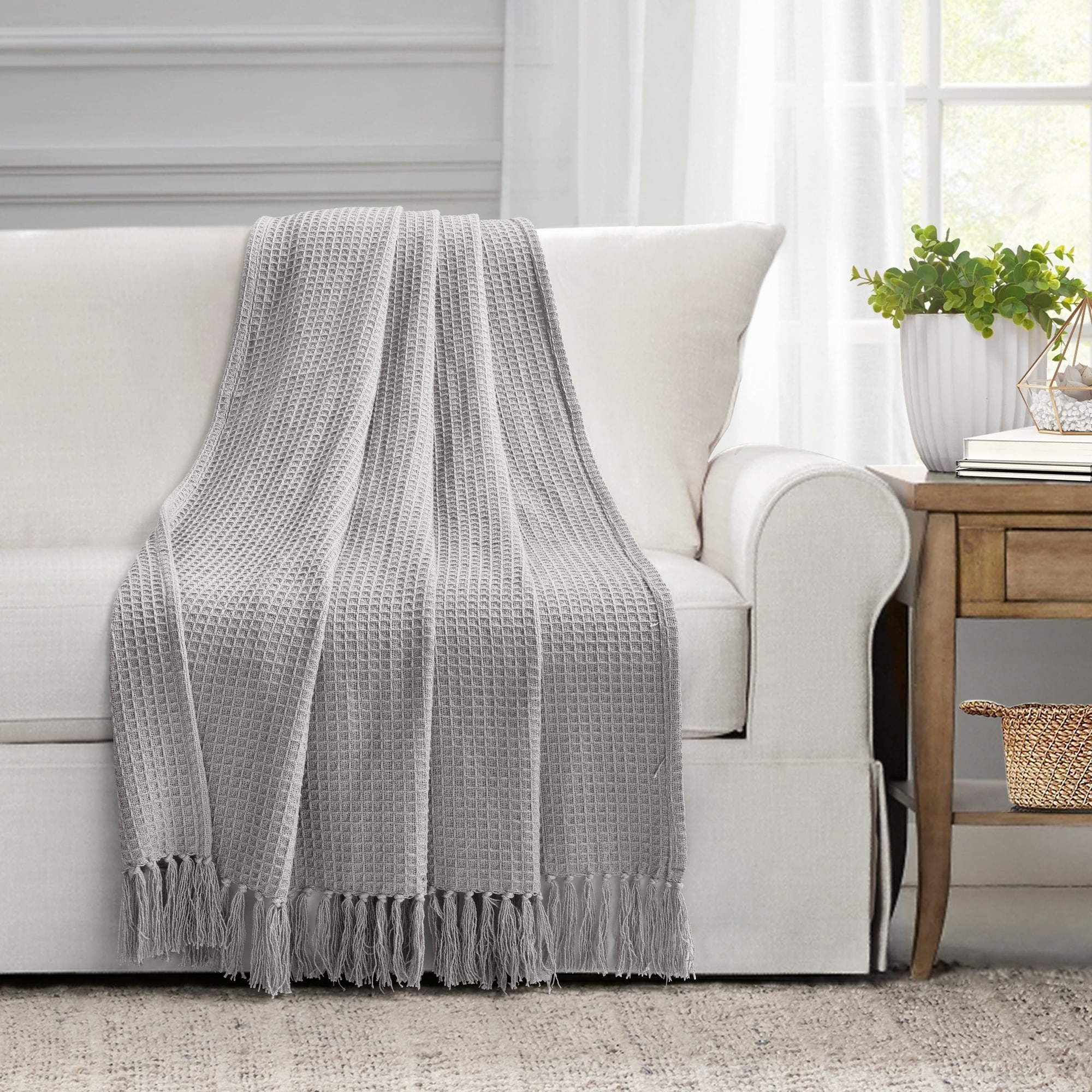 Lush Decor Waffle Cotton Knit Throw Blanket