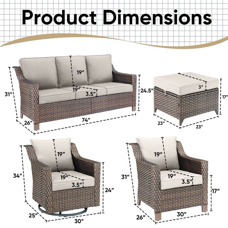 Pocassy Outside Sofa with Swivel Chair Set