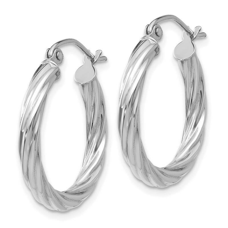 Curata 14k White Gold Polished 20x 3.25mm Twisted Hoop Earrings