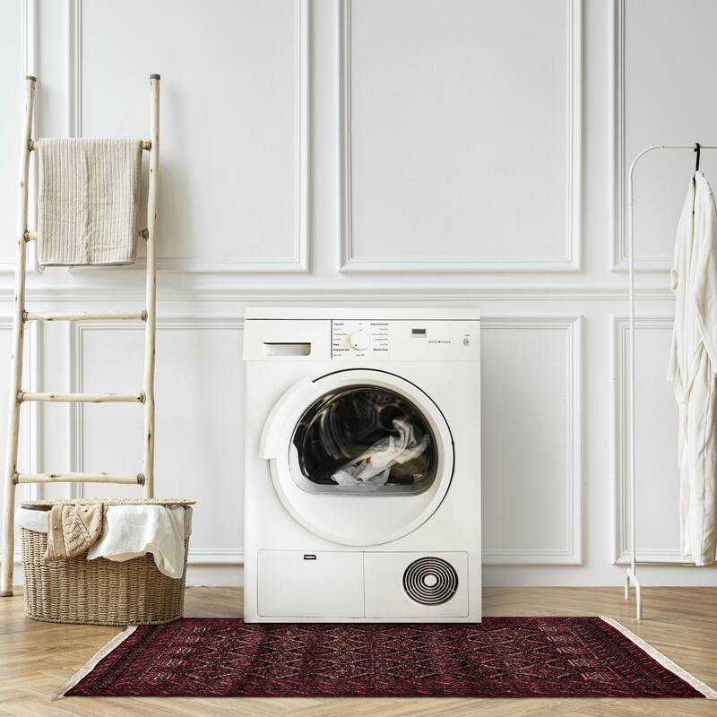 ECARPETGALLERY Hand-knotted Teimani Black, Red Wool Rug - 3'2 x 5'6