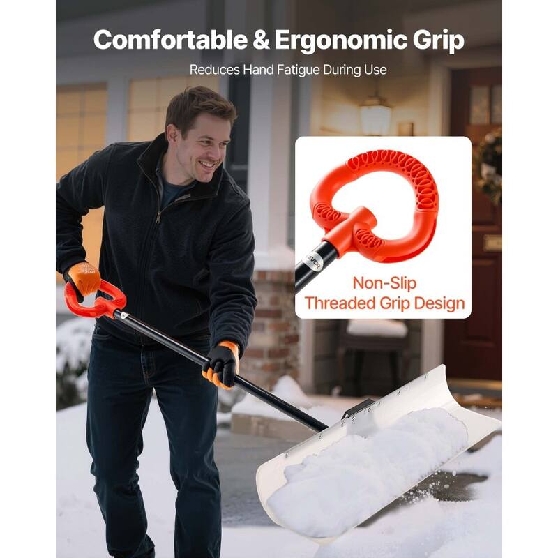 Plastic Snow Shovel with Widened Blade and Textured Anti-Slip Handle for Easy Snow Removal