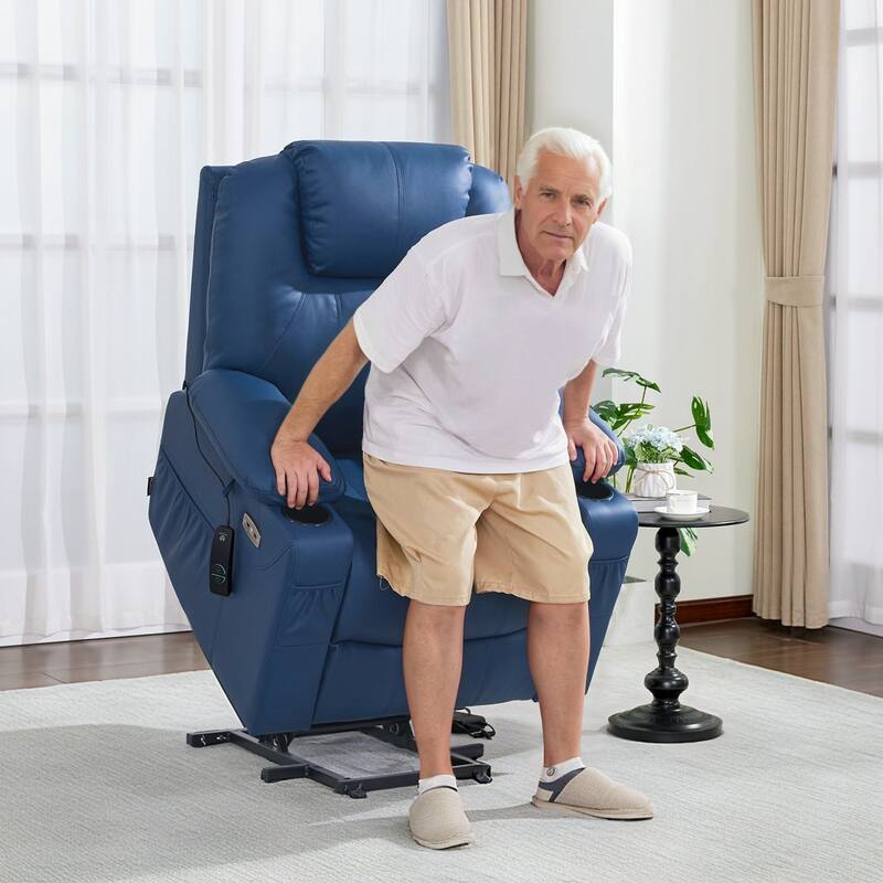 MCombo Electric Power Lift Recliner Chair Sofa with Massage and Heat, 3 Positions, USB Ports, Faux Leather 7040