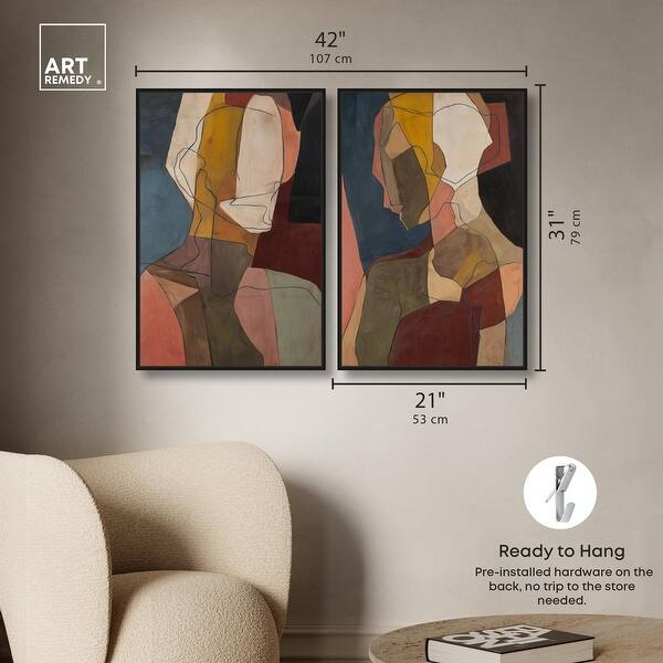 dimension image slide 22 of 24, Contemplation Dialogue Abstract Art Set Canvas Print by Art Remedy