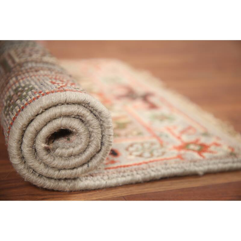 Hand Knotted Oriental 100% Wool Carpet Traditional Medallion Greys & Charcoal Heriz (serapi) Area Rug - 3' 0'' X 2' 0''