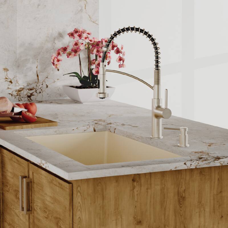 Karran Undermount 32.5 in. Large Single Bowl Quartz Kitchen Sink Kit