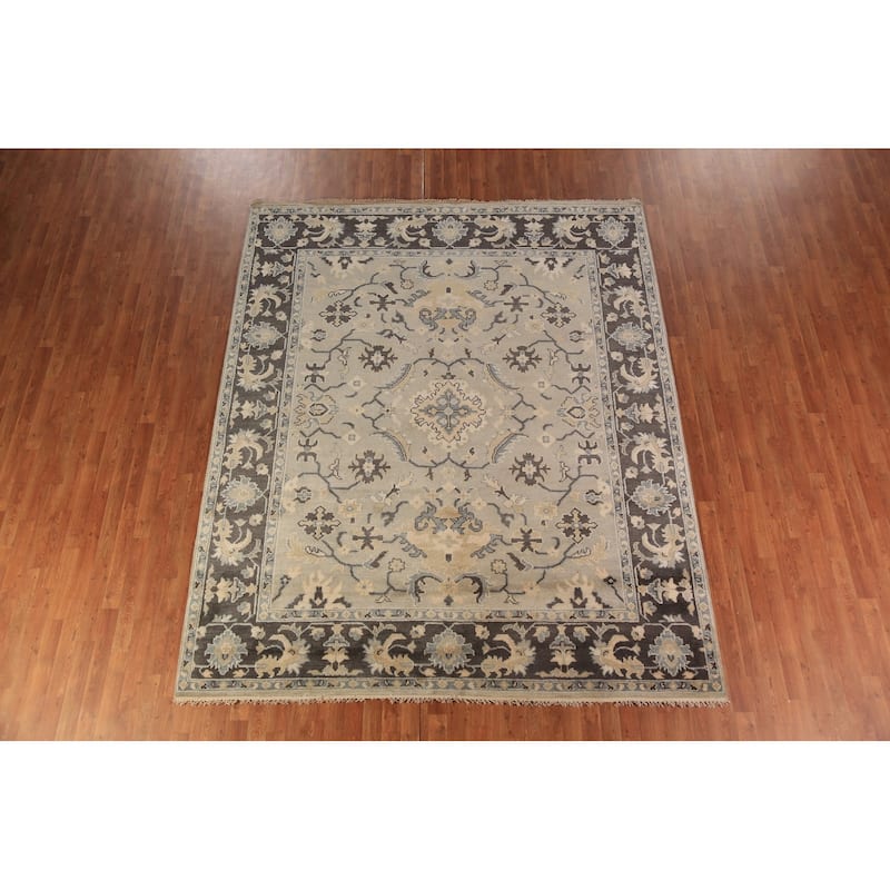 All-Over Floral Oushak Indian Area Rug Handmade Wool Carpet - 8'1"x 9'8"