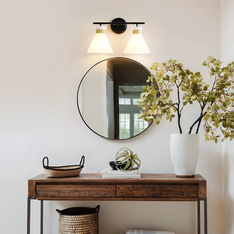 Dimmable Bathroom Vanity Light with Glass Shade