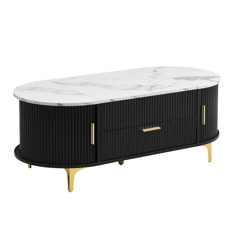 Scott Living - Nova Modern Lift-Top Coffee Table with Sliding Doors, Large Drawer, and Smart Storage Design