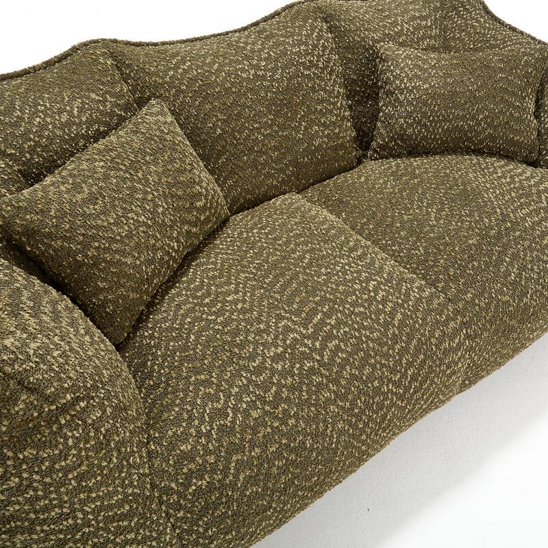 73.2" Chenille Oversized Beanbag Sofa Chair with High-Resilience Foam, Armrests and Handles