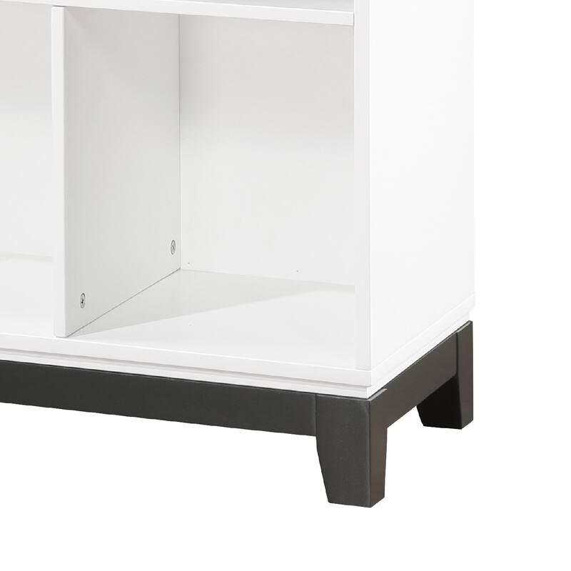 Thiem Bookcase, 6 Cubby Style Shelves, White, Black Veneer, 40 Inch