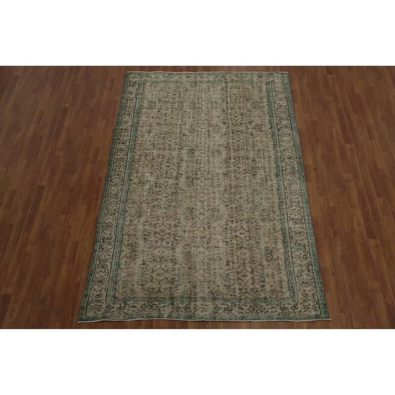 Hand Knotted Oriental 100% Wool Carpet Transitional Floral Beige & Ivories Anatolian Area Rug - 8' 10'' X 5' 11''