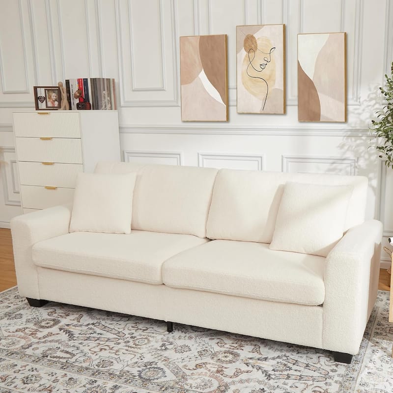 83 Inch Modern 3 Seater Sofa with Deep Seats, Comfortable Cloud Couch for Living Room - Beige