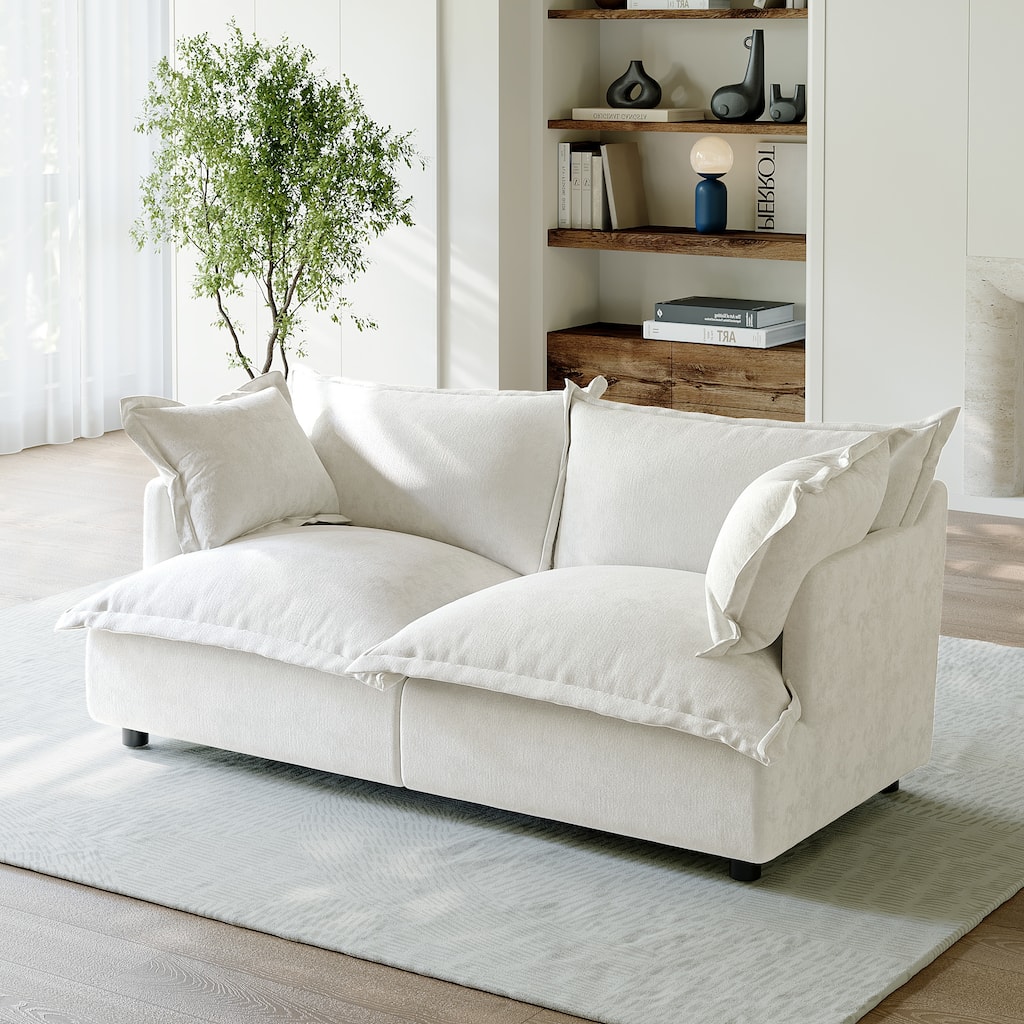 80"W Upholstered Chenille Comfy Cloud Couch Modular Sectional Sofa
