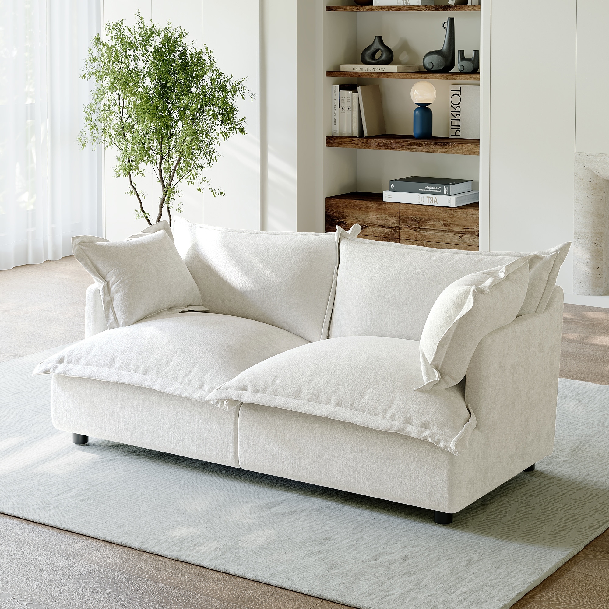 80"W Upholstered Chenille Comfy Cloud Couch Modular Sectional Sofa